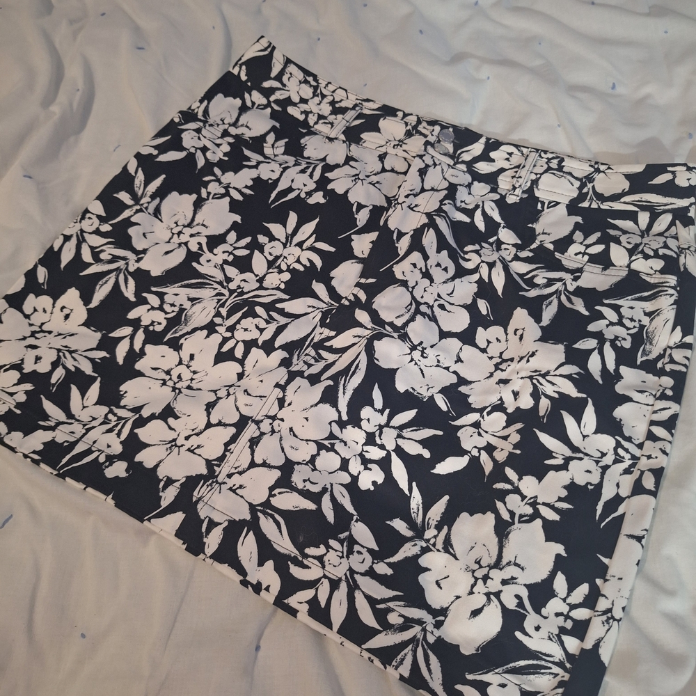 Chaps Black and White Mini Pencil Skirt